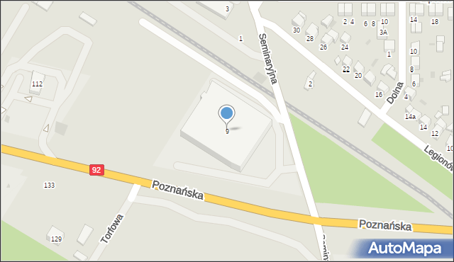 Łowicz, Seminaryjna, 9, mapa Łowicza