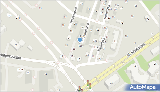 Lublin, Serdeczna, 11a, mapa Lublina