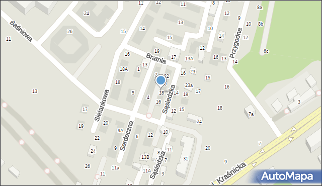 Lublin, Serdeczna, 18, mapa Lublina