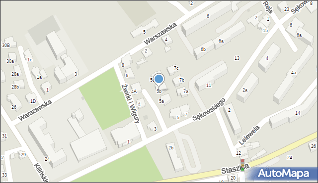 Mielec, Sękowskiego, 5b, mapa Mielca