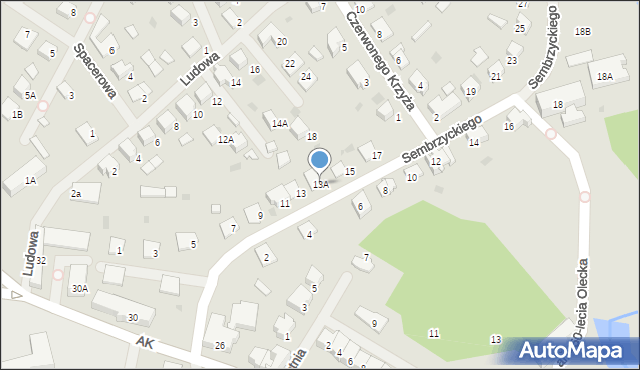 Olecko, Sembrzyckiego, 13A, mapa Olecko