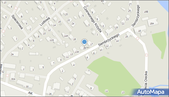 Olecko, Sembrzyckiego, 15, mapa Olecko