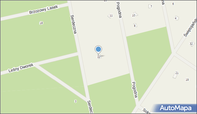 Popowo-Letnisko, Serdeczna, 12, mapa Popowo-Letnisko