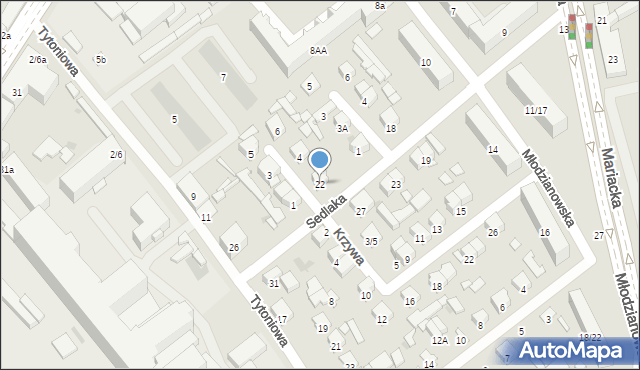 Radom, Sedlaka Włodzimierza, ks. prof., 22, mapa Radomia