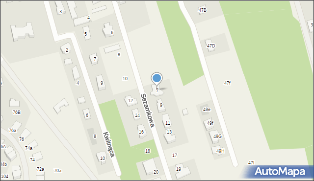 Rusiec, Sezamkowa, 7, mapa Rusiec