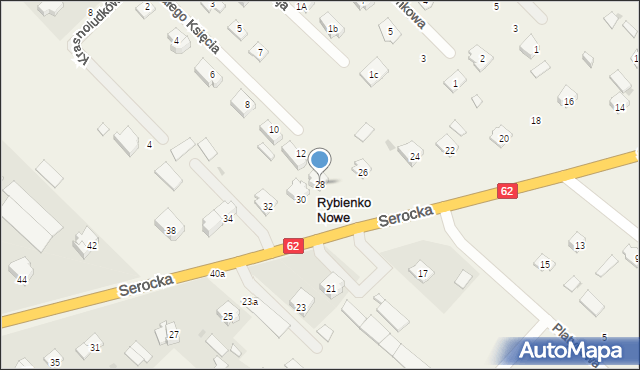 Rybienko Nowe, Serocka, 28, mapa Rybienko Nowe