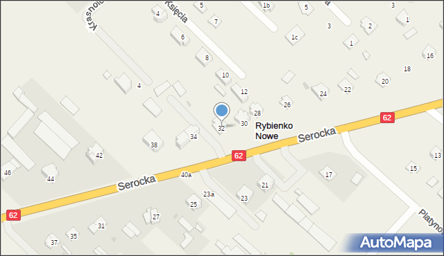Rybienko Nowe, Serocka, 32, mapa Rybienko Nowe
