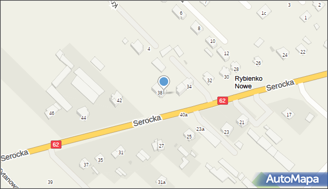 Rybienko Nowe, Serocka, 40, mapa Rybienko Nowe