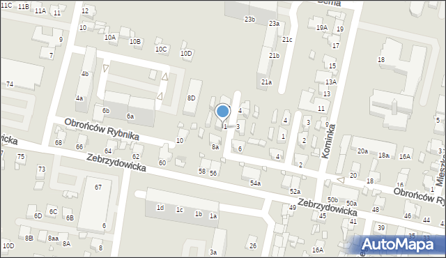Rybnik, Serdeczna, 1a, mapa Rybnika