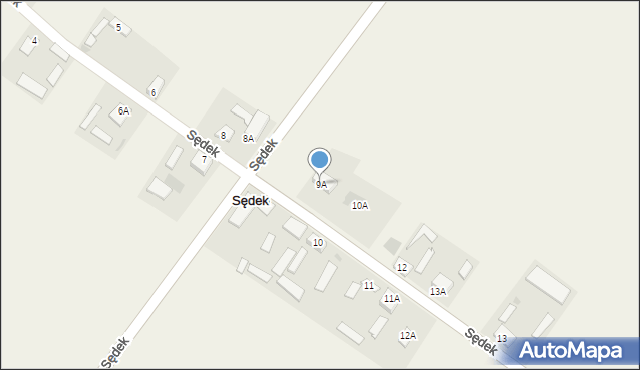Sędek, Sędek, 9A, mapa Sędek