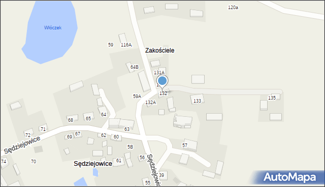 Sędziejowice, Sędziejowice, 132, mapa Sędziejowice