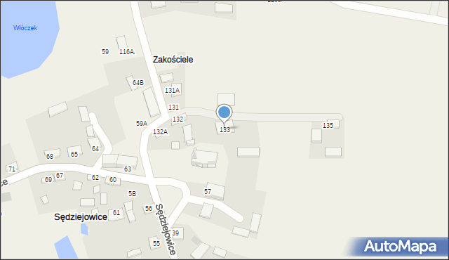 Sędziejowice, Sędziejowice, 133, mapa Sędziejowice