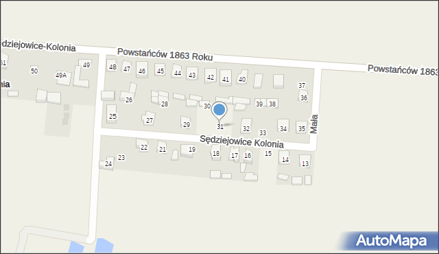 Sędziejowice-Kolonia, Sędziejowice-Kolonia, 31, mapa Sędziejowice-Kolonia