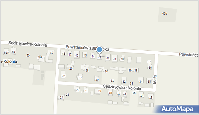 Sędziejowice-Kolonia, Sędziejowice-Kolonia, 43, mapa Sędziejowice-Kolonia