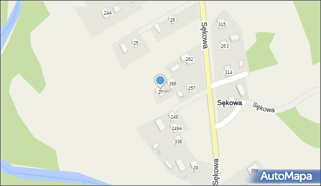 Sękowa, Sękowa, 27, mapa Sękowa