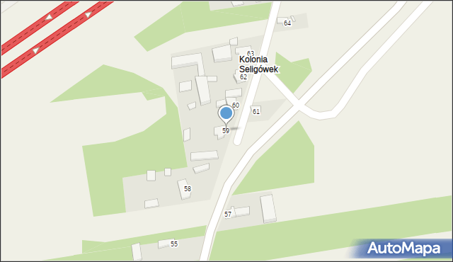 Seligów, Seligów, 59, mapa Seligów