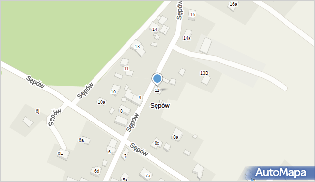 Sępów, Sępów, 12, mapa Sępów