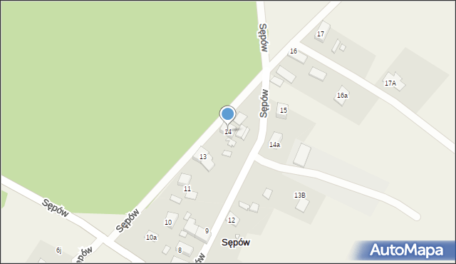 Sępów, Sępów, 14, mapa Sępów
