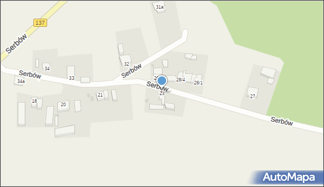 Serbów, Serbów, 23, mapa Serbów