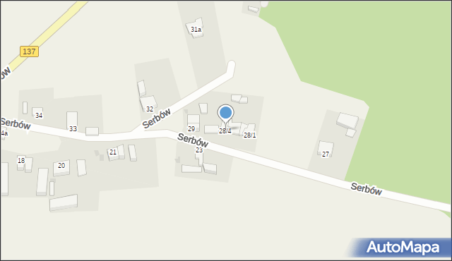 Serbów, Serbów, 28D, mapa Serbów