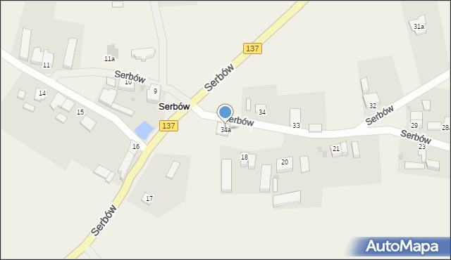 Serbów, Serbów, 34a, mapa Serbów