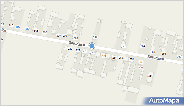 Seredzice, Seredzice, 273, mapa Seredzice