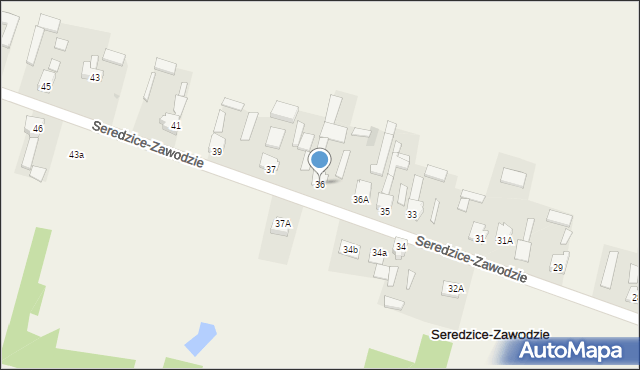 Seredzice-Zawodzie, Seredzice-Zawodzie, 36, mapa Seredzice-Zawodzie