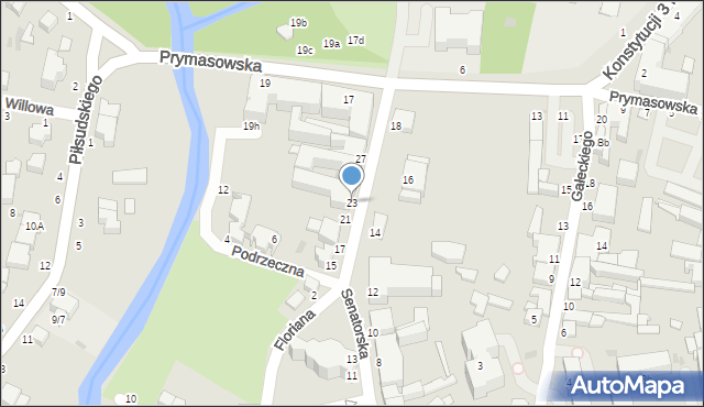 Skierniewice, Senatorska, 23, mapa Skierniewic