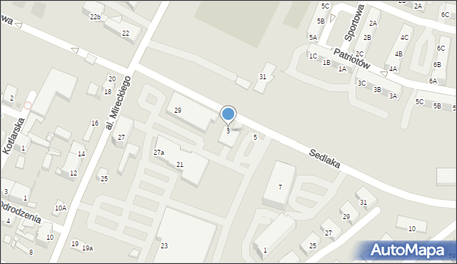 Sosnowiec, Sedlaka Włodzimierza, ks., 3, mapa Sosnowca