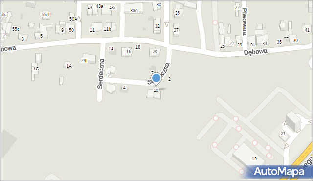 Sosnowiec, Serdeczna, 10, mapa Sosnowca