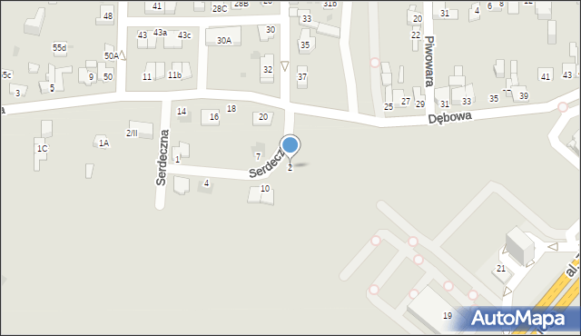 Sosnowiec, Serdeczna, 2, mapa Sosnowca