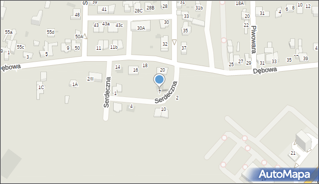 Sosnowiec, Serdeczna, 7, mapa Sosnowca