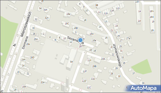 Sosnowiec, Sezamkowa, 14, mapa Sosnowca