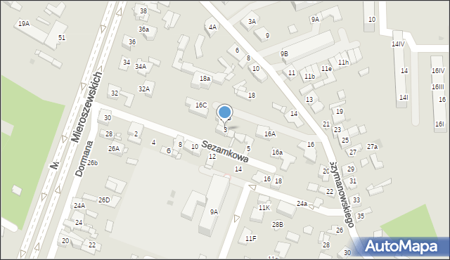 Sosnowiec, Sezamkowa, 3, mapa Sosnowca