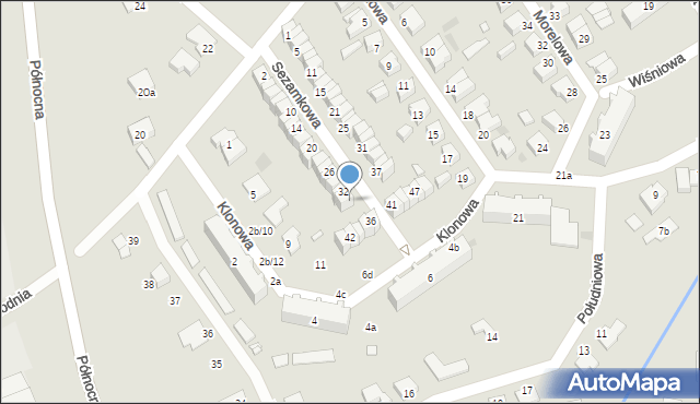 Sulechów, Sezamkowa, 34, mapa Sulechów