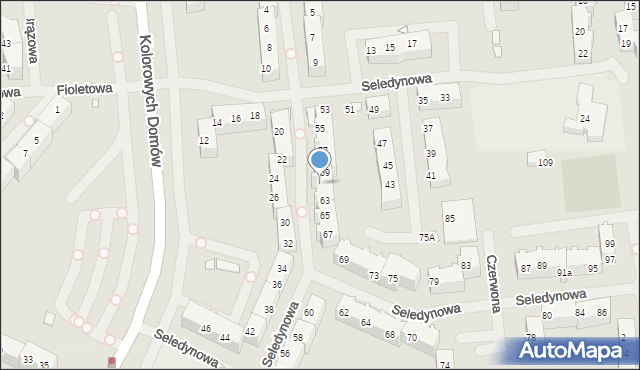 Szczecin, Seledynowa, 61, mapa Szczecina