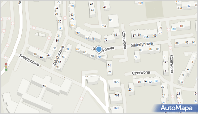 Szczecin, Seledynowa, 70, mapa Szczecina