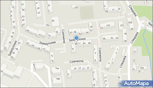 Szczecin, Seledynowa, 80, mapa Szczecina