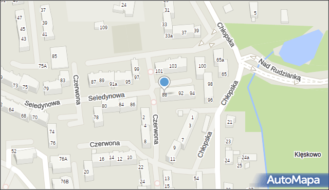 Szczecin, Seledynowa, 88, mapa Szczecina