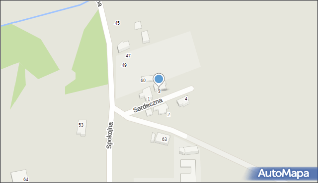 Szczecin, Serdeczna, 3, mapa Szczecina
