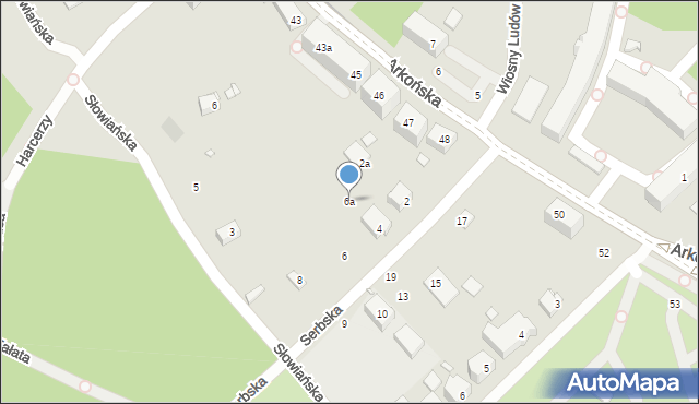 Szczecin, Serbska, 6a, mapa Szczecina