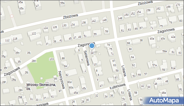 Toruń, Selerowa, 14, mapa Torunia