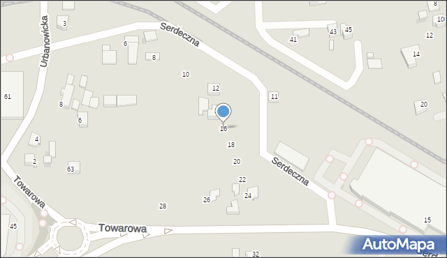 Tychy, Serdeczna, 16, mapa Tychów