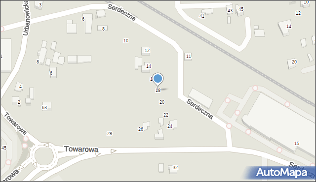 Tychy, Serdeczna, 18, mapa Tychów