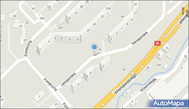 Wałbrzych, Senatorska, 12a, mapa Wałbrzycha