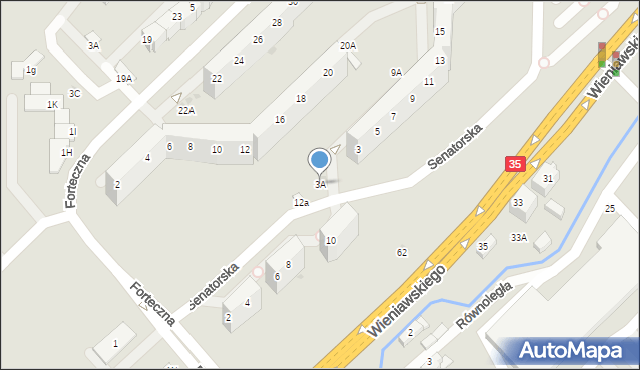 Wałbrzych, Senatorska, 3A, mapa Wałbrzycha