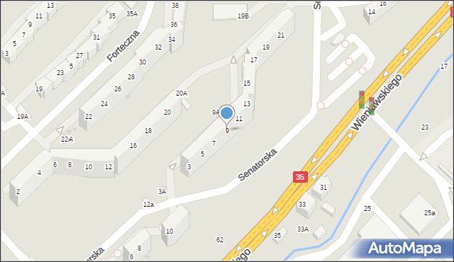 Wałbrzych, Senatorska, 9, mapa Wałbrzycha