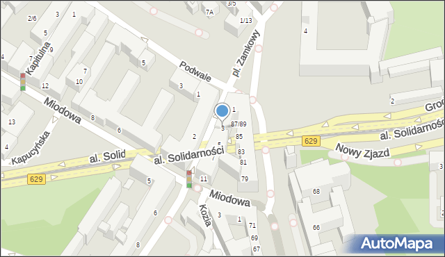 Warszawa, Senatorska, 3, mapa Warszawy