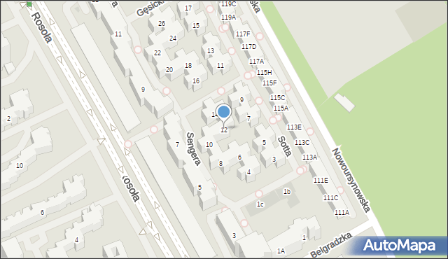 Warszawa, Sengera-Cichego Mariana, 12, mapa Warszawy