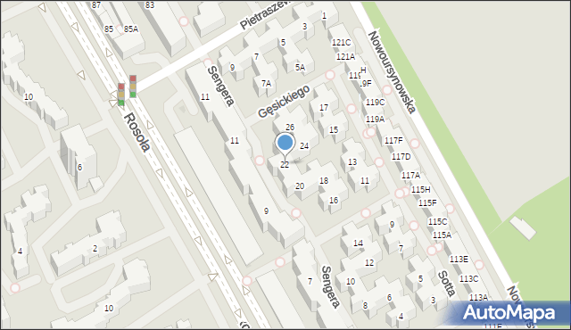 Warszawa, Sengera-Cichego Mariana, 22, mapa Warszawy